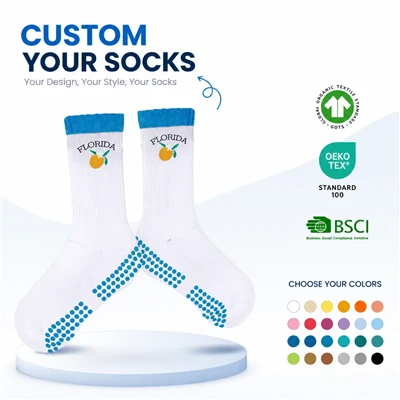 Cotton Bamboo Blend Grip Crew Yoga Sokker