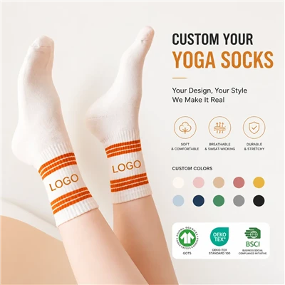 Cotton Spandex Blend Grip Crew Yoga Sokker